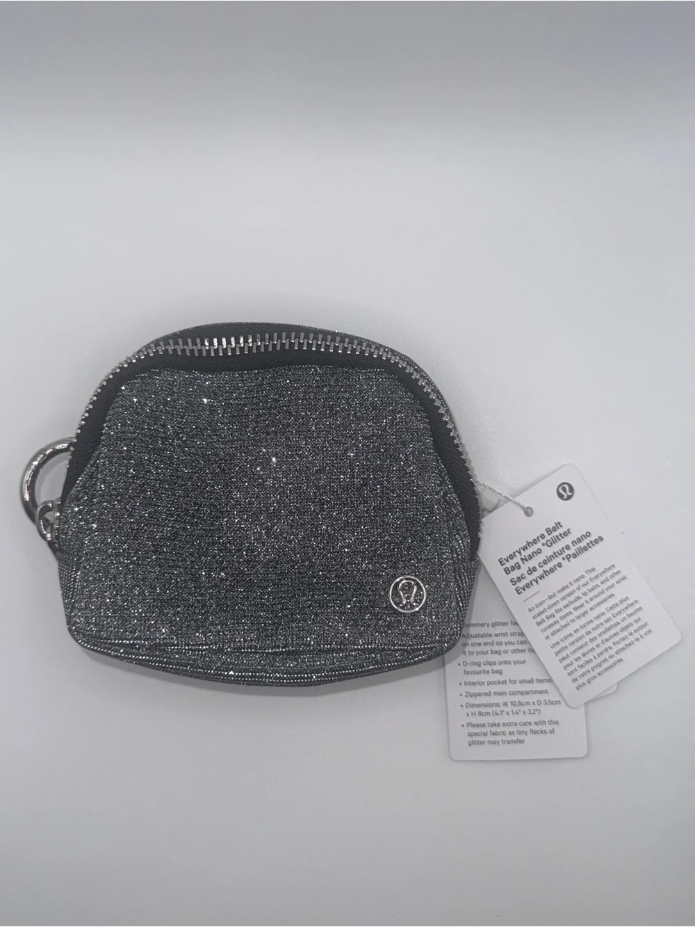 NWT Lululemon Everywhere Belt Bag Nano *Glitter — Dark Silver / Graphite Grey